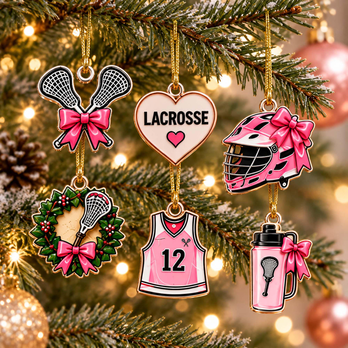 Personalized Lacrosse Advent Calendar 2026 For Girls, Custom Lacrosse Blind Box, 24 Day Christmas Countdown Lacrosse Token Ornaments Set