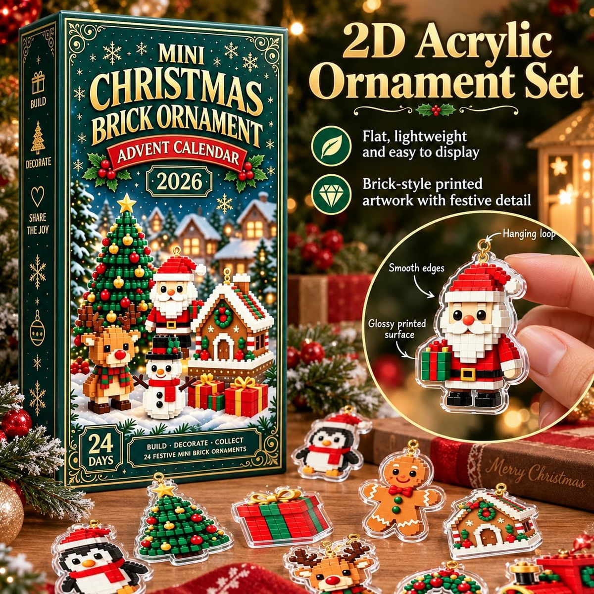 24-Day Mini Christmas - Flat Ornament Advent Calendar