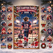 Personalized Football Advent Calendar with 24 Custom Photo Acrylic Ornaments, Player Number Christmas Gift for Football Family and Coach