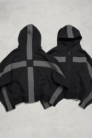 Embroidered Patch Zip Hoodie