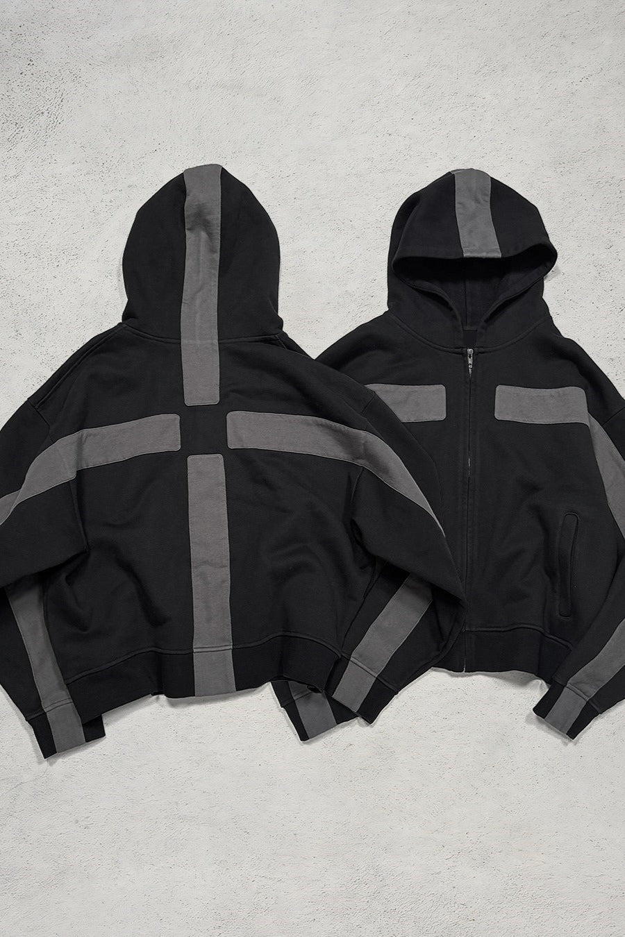 Embroidered Patch Zip Hoodie