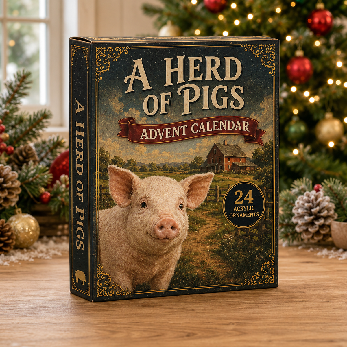 Herd Of Pigs Advent Calendar 2026 - 24-Day Festive Countdown, Acrylic Charms Blind Box - Gift For Farm Lovers