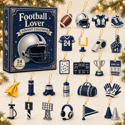 Football Blue Theme Advent Calendar 2026 - 24-Day Festive Countdown, Acrylic Charms Blind Box - Gift For Football Lovers