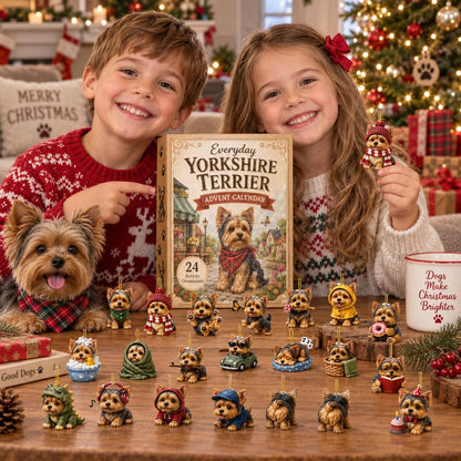 Yorkshire Terrier Advent Calendar, 24 Acrylic Ornaments, Christmas Tree Decoration (Digital Download)