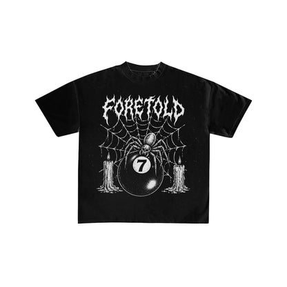Foretold Spider 7 Ball Graphic Oversized Black T-Shirt