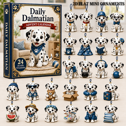 Daily Dalmatian Advent Calendar 2026 - 24-Day Festive Countdown, Acrylic Charms Blind Box - Gift For Dog Lovers