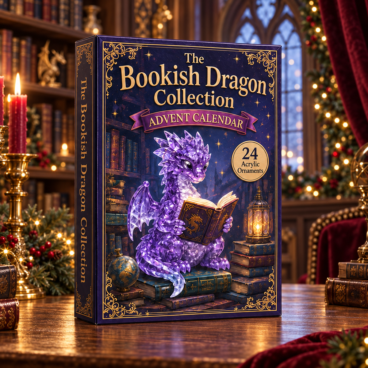 Bookish Dragon Advent Calendar 2026 - 24-Day Festive Countdown, Acrylic Charms Blind Box - Gift For Dragon Lovers