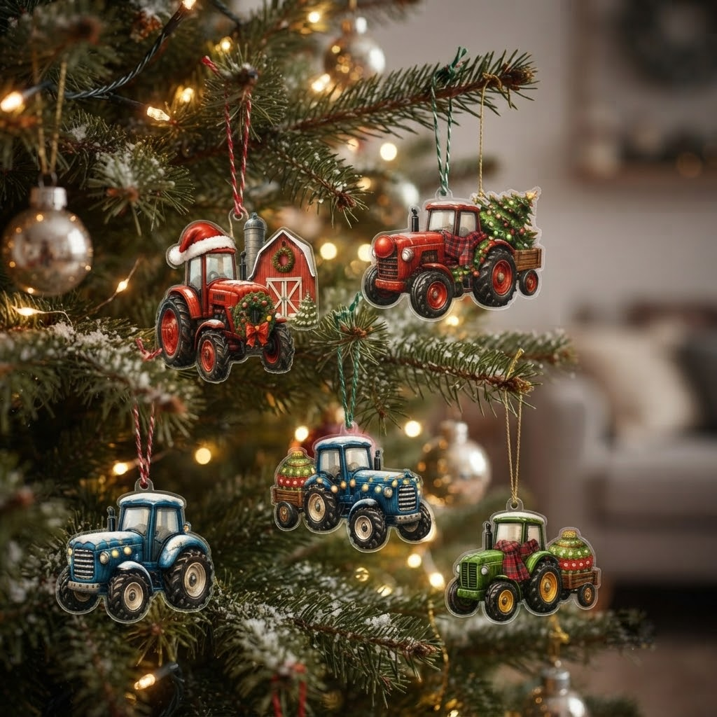 Christmas Tractors Advent Calendar 2026 - 24-Day Festive Countdown, Acrylic Charms Blind Box - Gift For Farmers