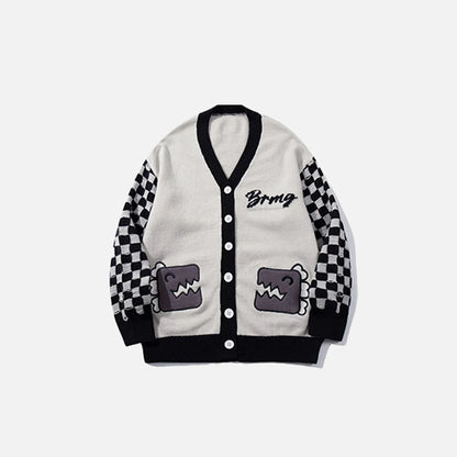 Checkered Graphic Knitted Sweater