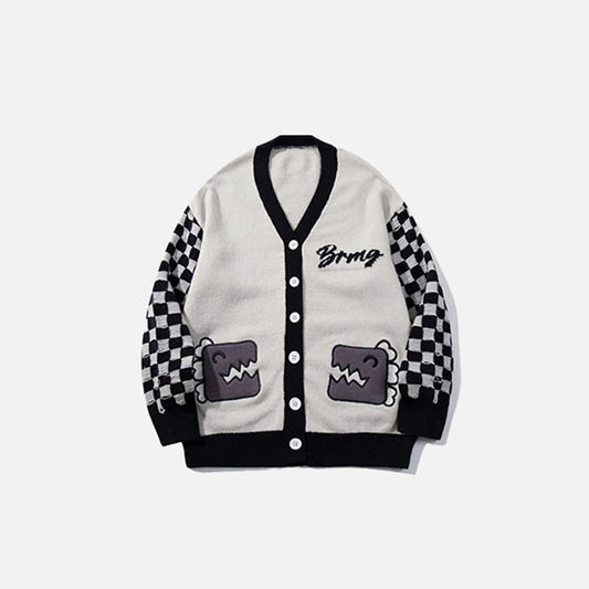 Checkered Graphic Knitted Sweater