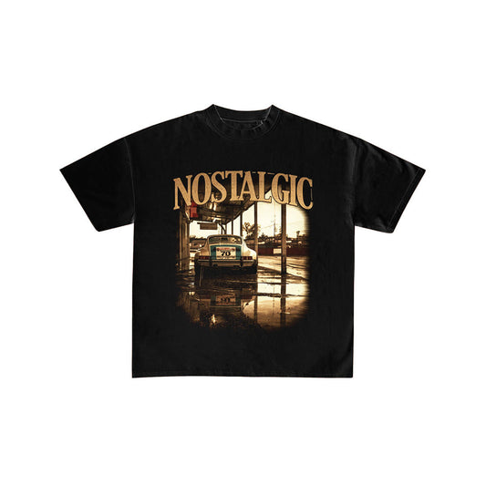 Nostalgic Vintage Car Graphic Oversized T-Shirt