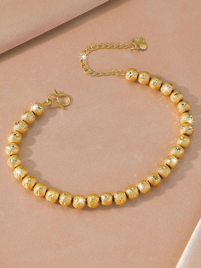24K Gold Plated Beaded Copper Bracelet for Women