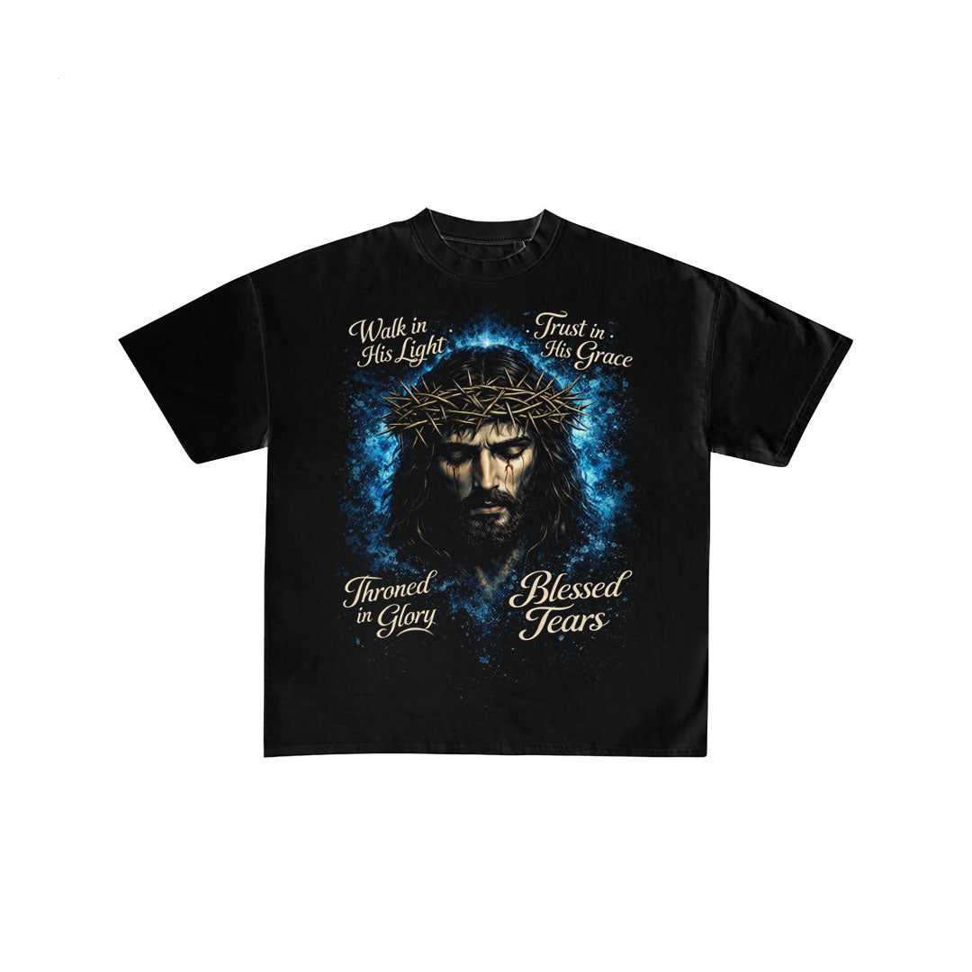 Walk in His Light Christian Graphic Oversized Tee