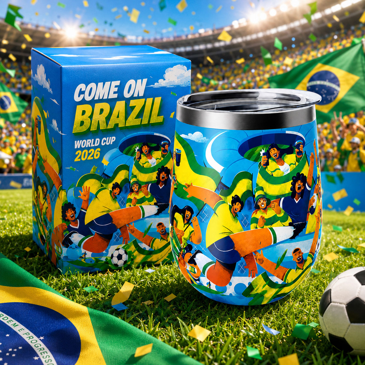 Brazil Football Insulated Wine Tumbler