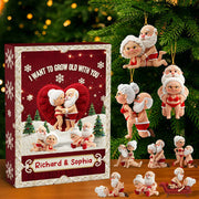 Naughty Couple Blind Box - Personalized Gifts For Old Couple Christmas Advent Calendar Blind Box 24 Acrylic Ornament Countdown To Christmas