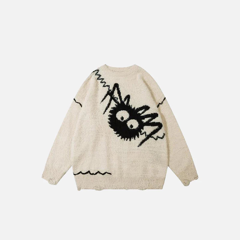 Loose Spider Knitted Sweater Cozy Comfort with Playful Edge