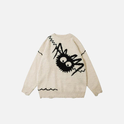 Loose Spider Knitted Sweater Cozy Comfort with Playful Edge
