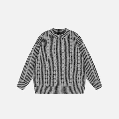 Retro Vintage Striped Loose Knit Sweater