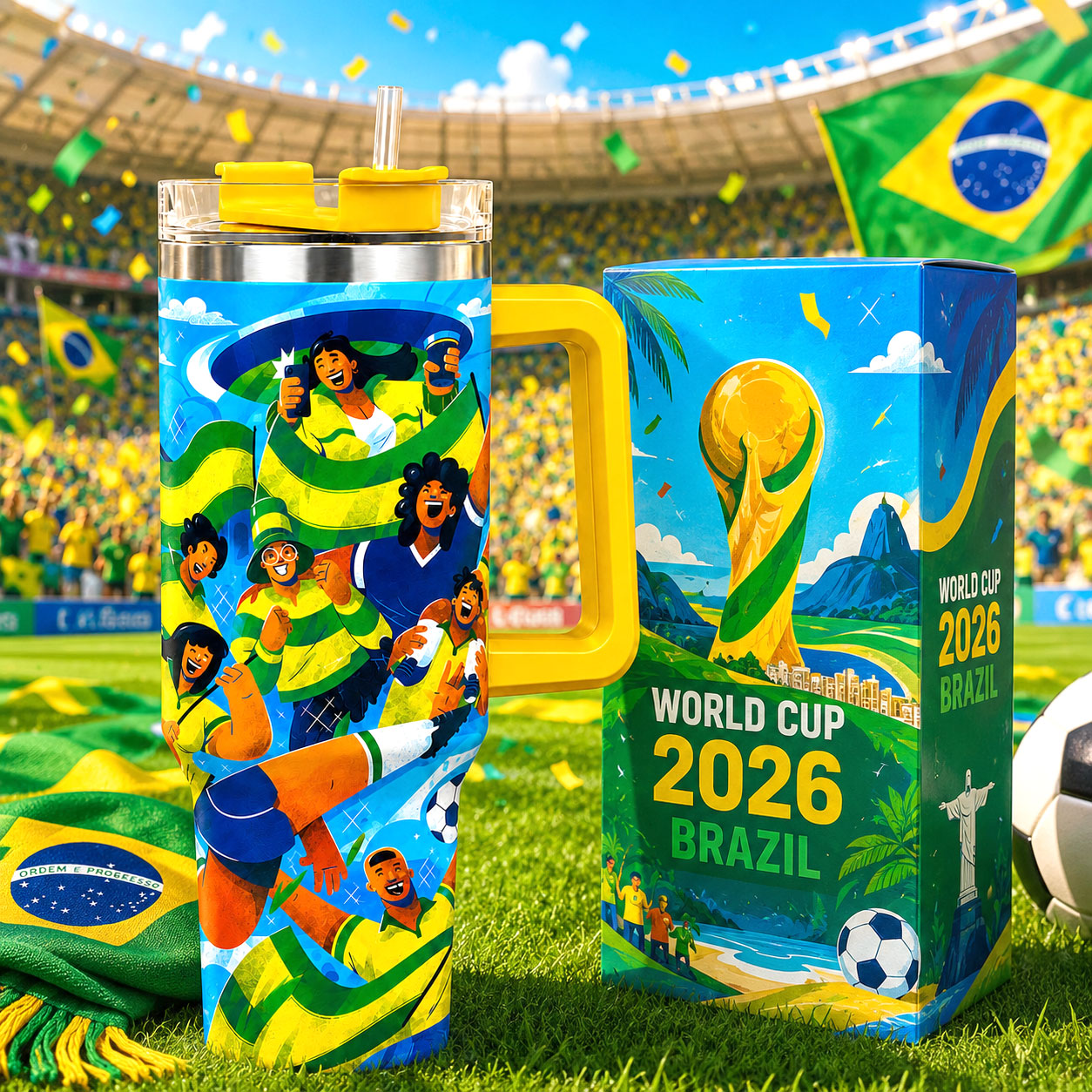 Vibrant Football Fan Art Travel Tumbler 40oz