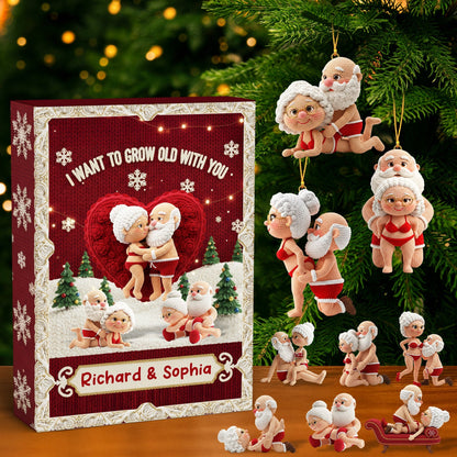Naughty Couple Blind Box - Personalized Gifts For Old Couple Christmas Advent Calendar Blind Box 24 Acrylic Ornament Countdown To Christmas