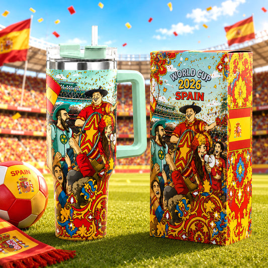 Spain Soccer Fan 40oz Tumbler with Handle