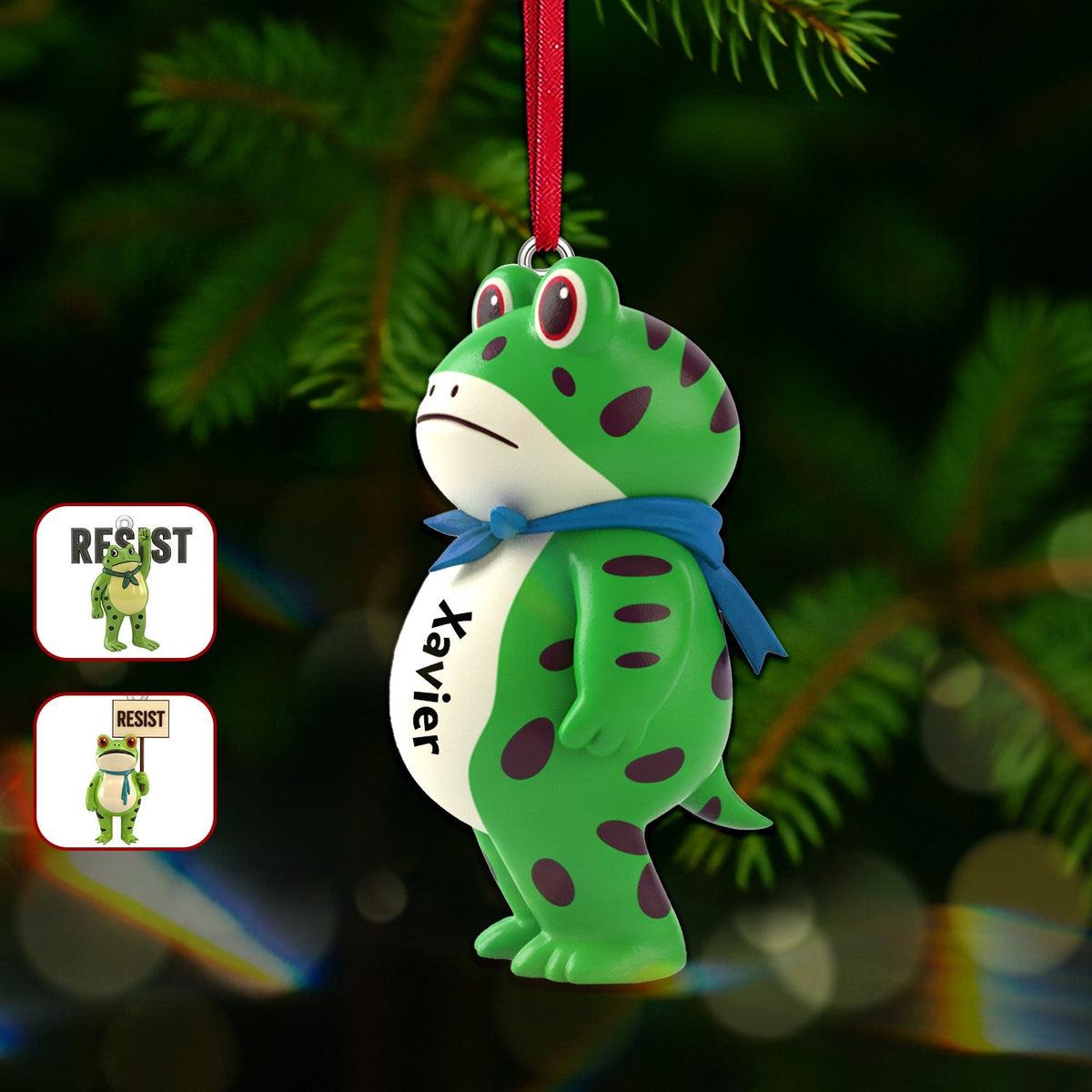 Resist Frog Ornament – Personalized Christmas Gift 03namg241025