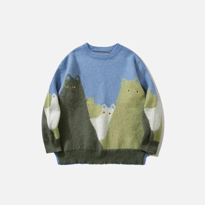 Starry Cats Knitted Sweater