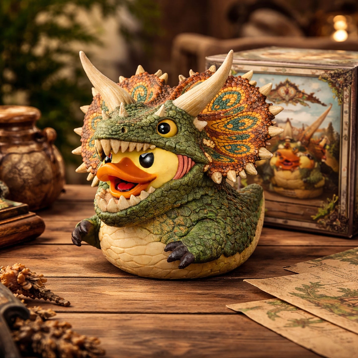 Triceratops Dinosaur Rubber Duck Figurine