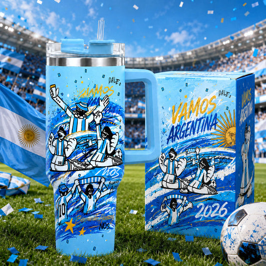 Vamos Argentina Soccer Fan Tumbler Mug 40oz