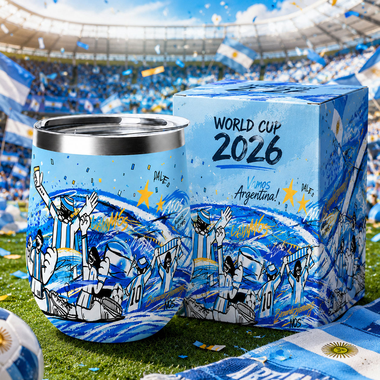 Argentina Football Insulated Wine Tumbler