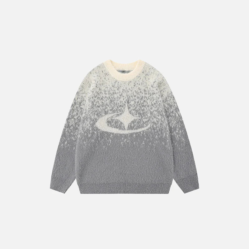 Stellar Splash Knit Sweater Abstract Galaxy Pattern