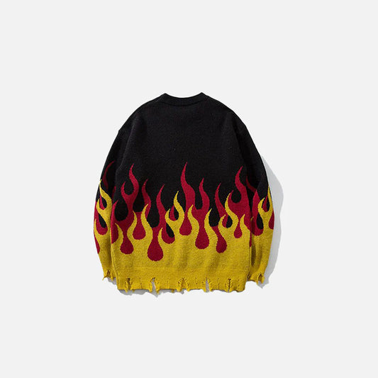 Y2K Distressed Flame Sweater