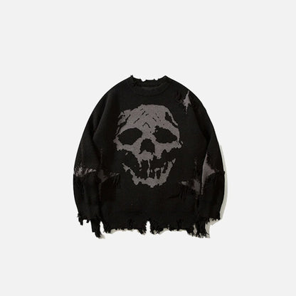 Distressed Skull Sweater