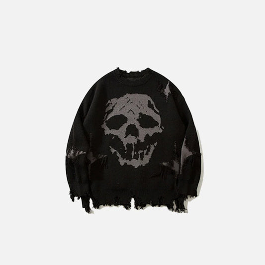 Distressed Skull Sweater