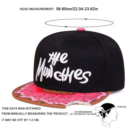 Men's Letter Embroidery Donut Print Hip Hop Baseball Cap