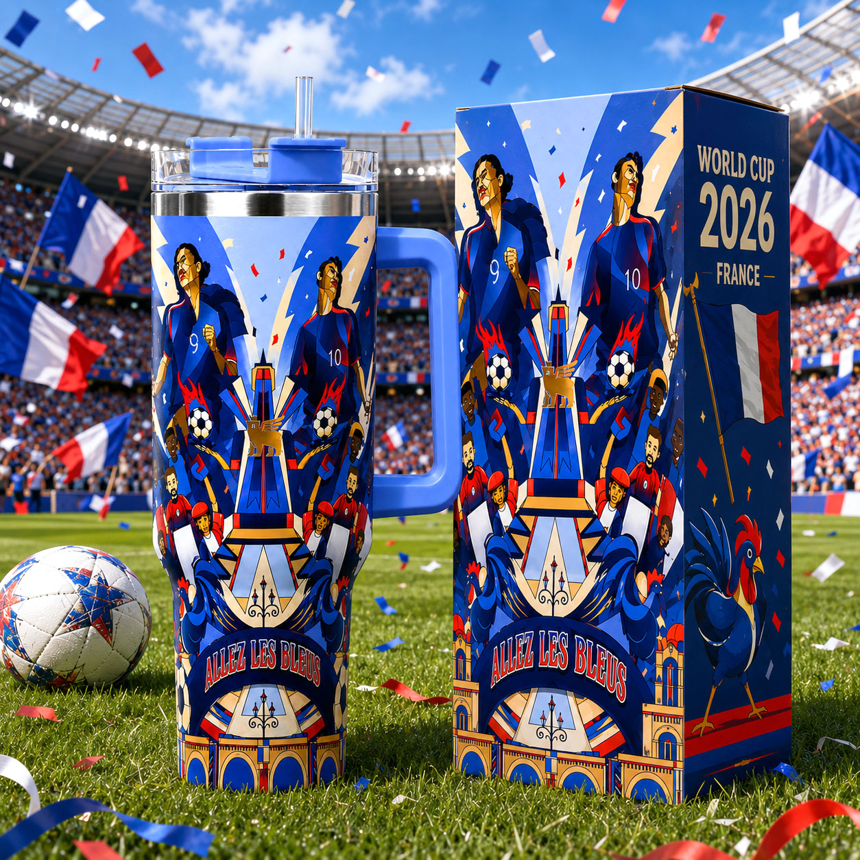 Allez Les Bleus Soccer Tumbler Mug 40oz