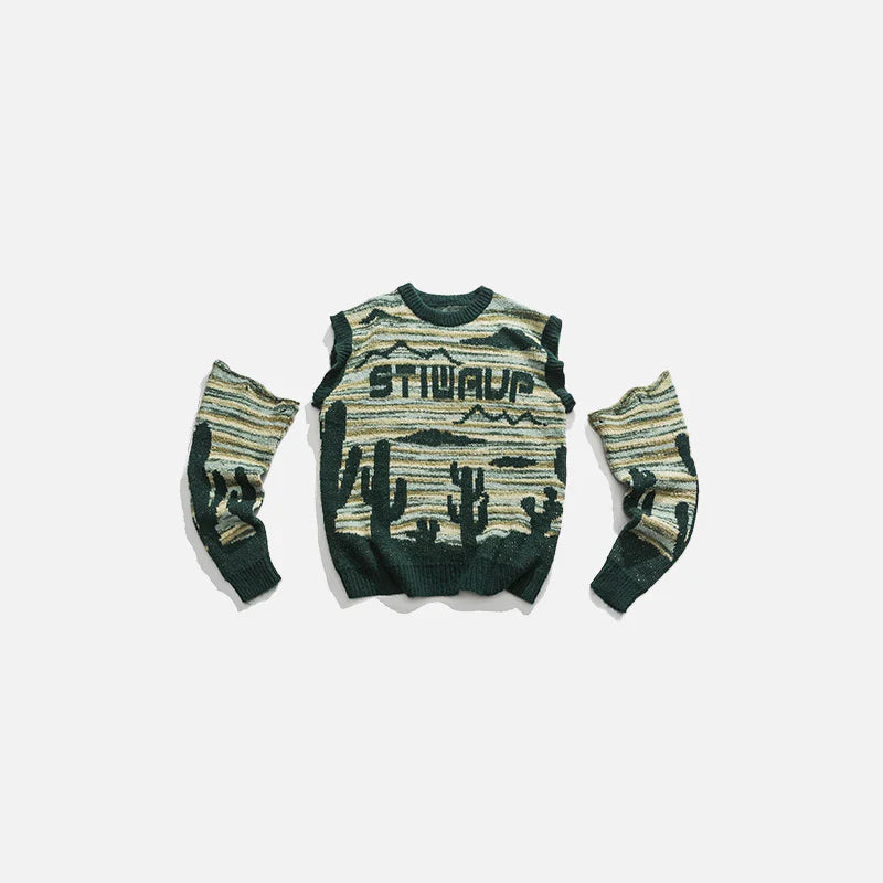 Women's Desert Waves Cactus Knit Sweater