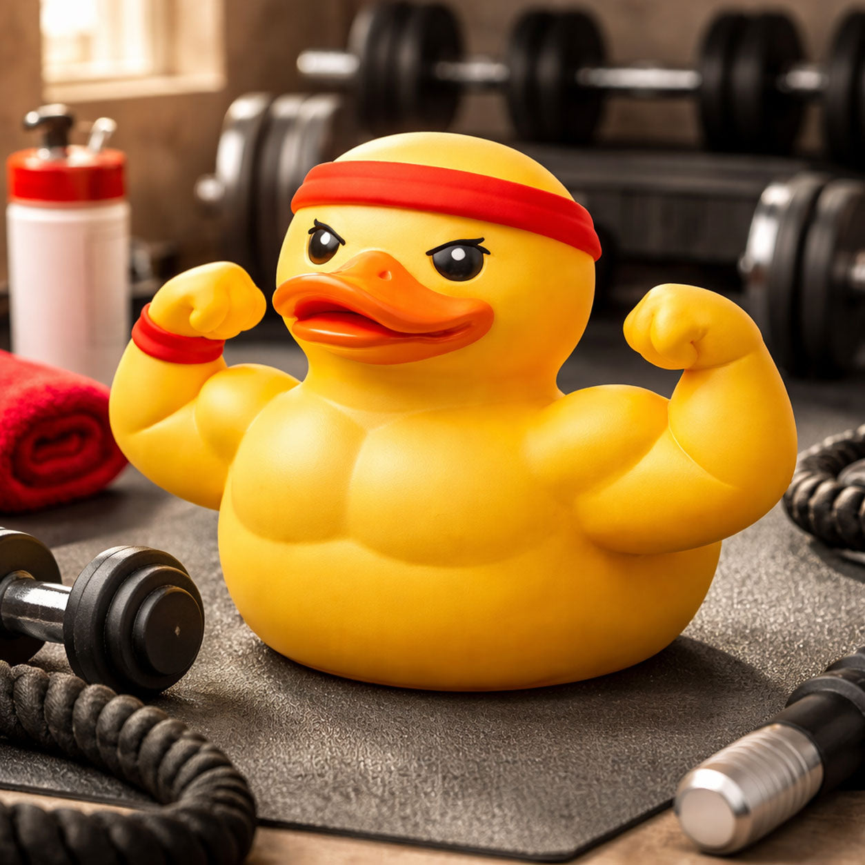 Muscular Bodybuilder Fitness Rubber Duck