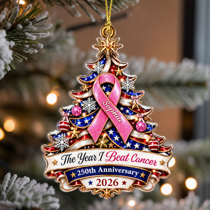 Personalized Breast Cancer Awareness 250 Years Of Freedom America Ornament UKTD6100903