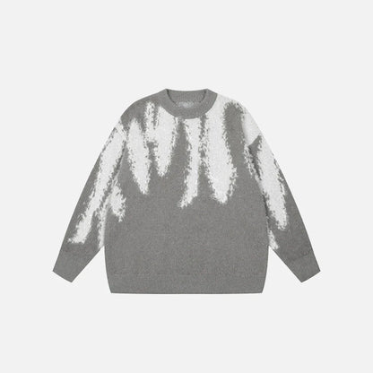 Tie-Dye Knit Sweater Monochrome Abstract Pattern