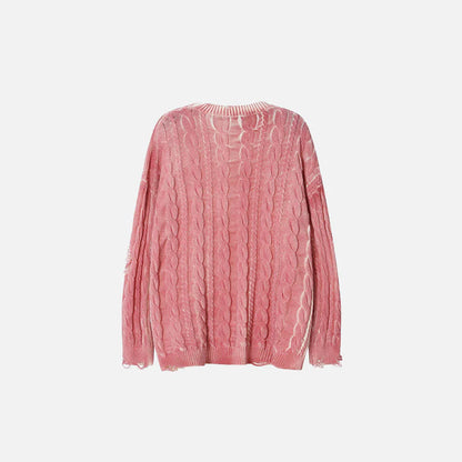 Distressed Cable Knit Sweater