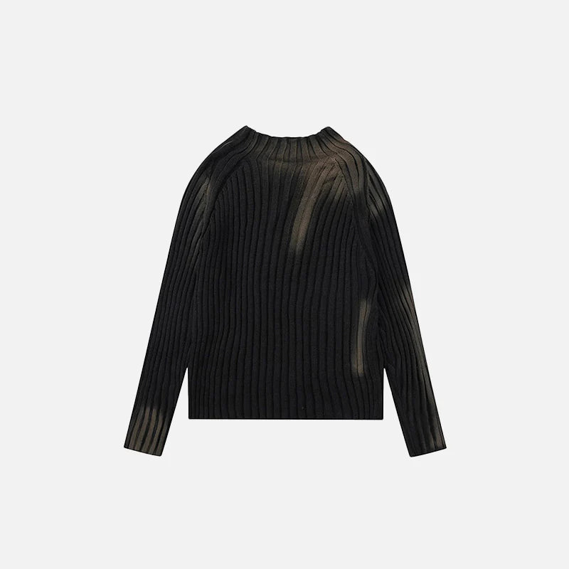 Loose Ripple Knit Sweater – Minimalist Ribbed Texture O-Neck Design