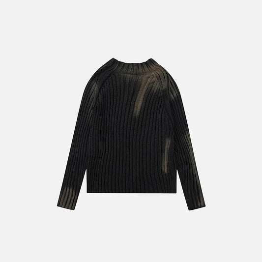 Loose Ripple Knit Sweater – Minimalist Ribbed Texture O-Neck Design