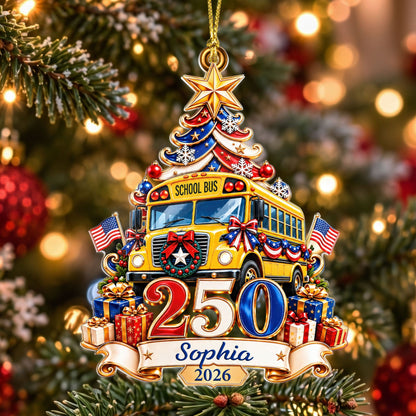 Personalized School Bus Driver 250 Years Of Freedom America Ornament UKTD6100902
