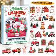 Personalized Farm Animal Advent Calendar 2025 Custom Name Christmas Countdown Box 24 Days of Holiday Fun for Kids and Families