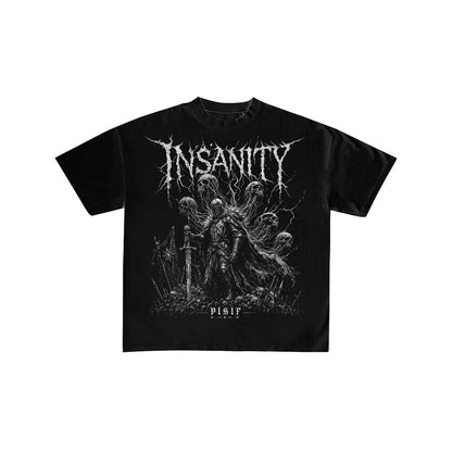 Insanity Knight Graphic Oversized Black T-Shirt