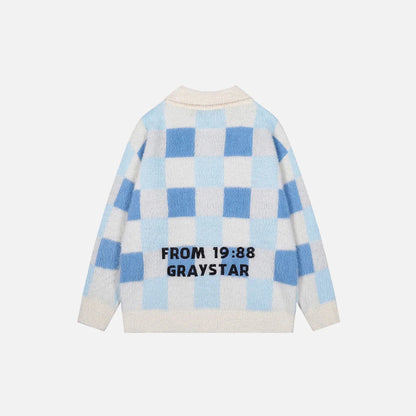 Y2K Graystar Grid Sweater