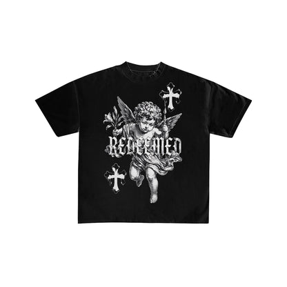 Redeemed Angel Graphic Oversized Black T-Shirt