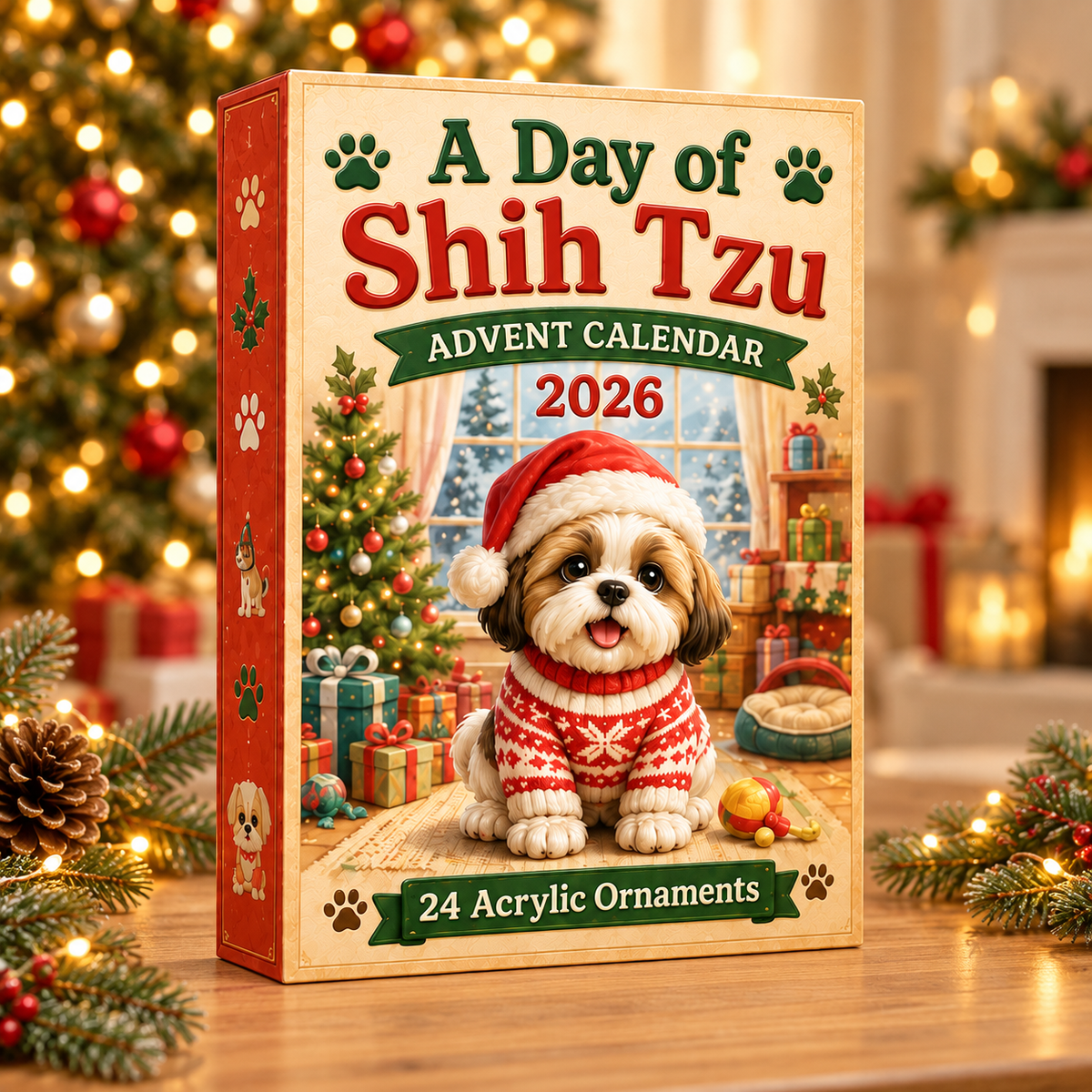 A Day Of Shih Tzu Advent Calendar 2026 - 24-Day Festive Countdown, Acrylic Charms Blind Box - Gift For Shih Tzu Lovers