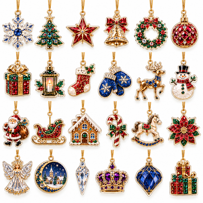 2026 Christmas Advent Calendar with 24 Acrylic Ornaments, Jewel-Inspired Holiday Countdown Calendar, 24 Days of Christmas Mini Keepsake Decorations, Festive Gift for Kids, Adults & Families